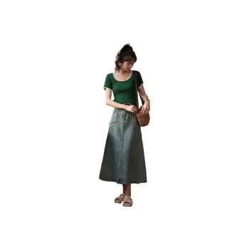 MISHOW Denim Long Skirts Women's Vintage Blue
