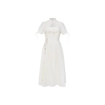 UNCLE PETERPAN Short Sleeved Dresses Women's Beige Apricot
