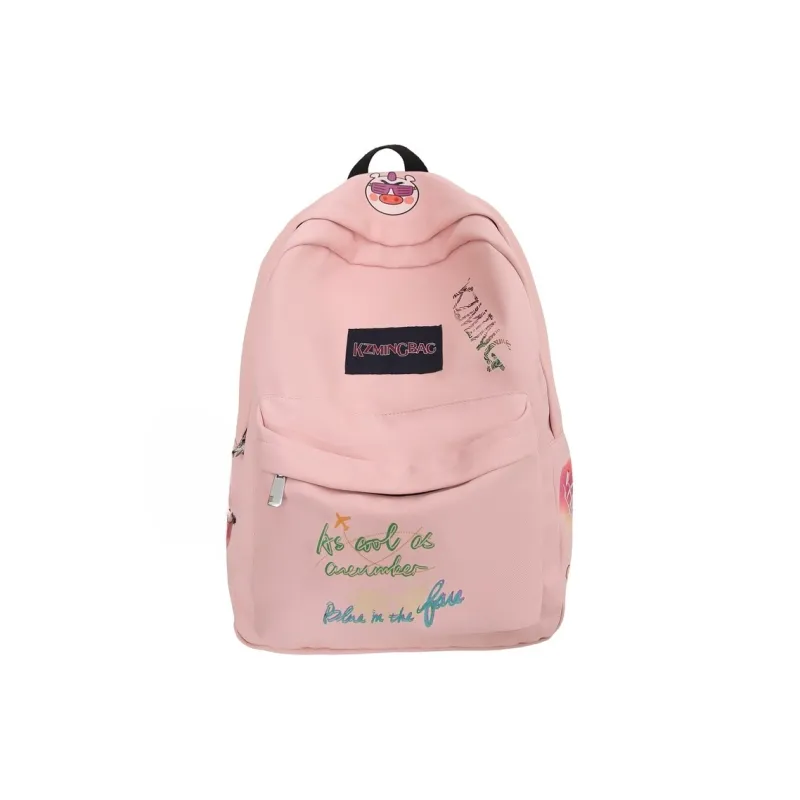 AIBAG Nylon Backpack Unisex White/Black/Pink-11