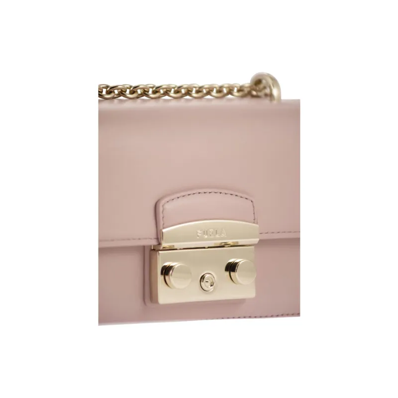 Furla Metropolis Collection Leather Shoulder Bag Women's Pink-4