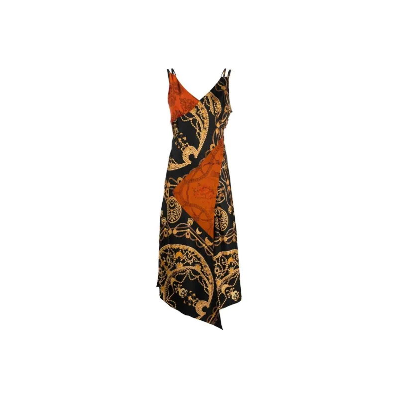 Marine Serre Graphic Printed V Neck Slip Dress-0