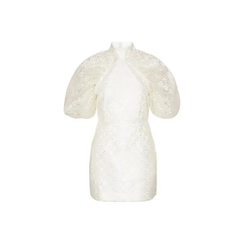 Rotate Lace Plissé Mini Dress-0
