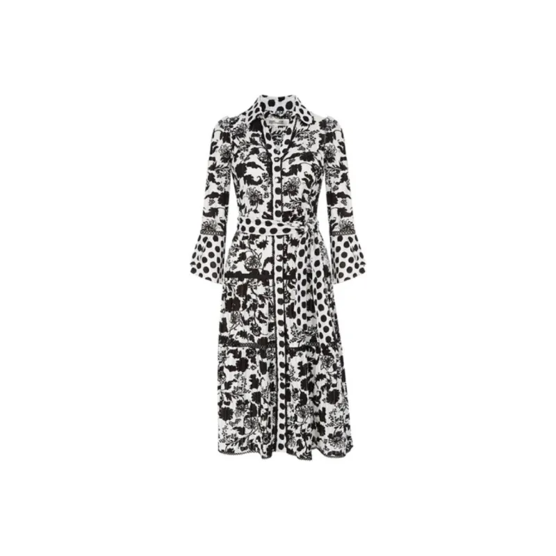 DVF Diane Von Furstenberg Long-Sleeved Dresses Women's Black White-0