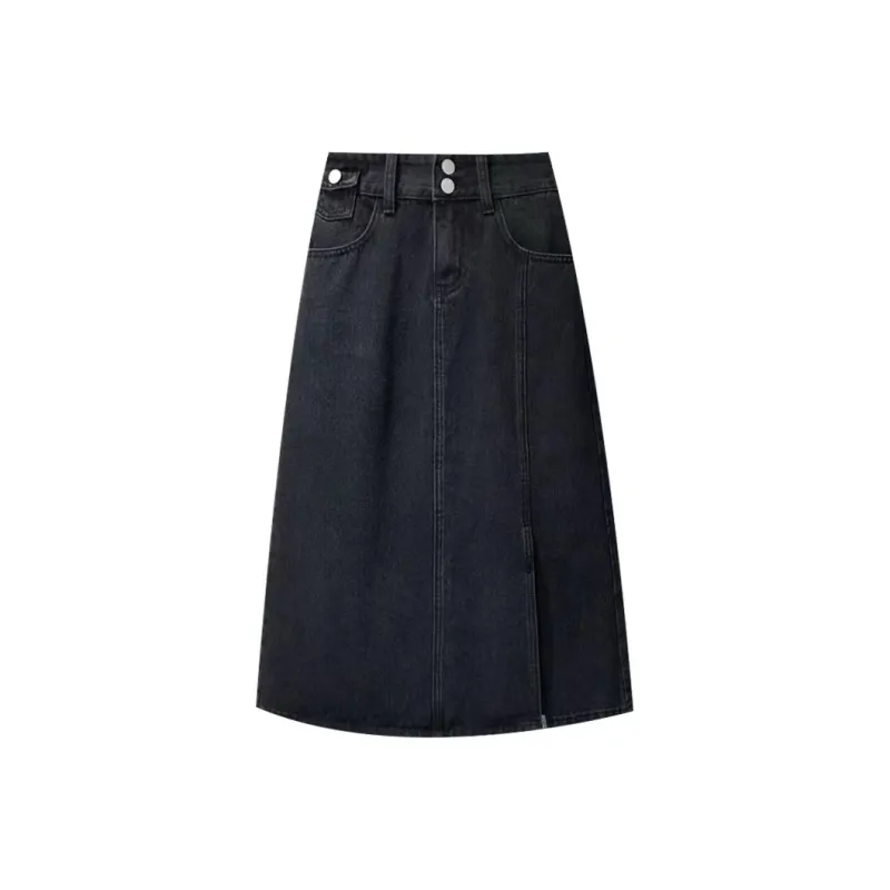 Concubine Zhu Denim Long Skirt Women's Black-0