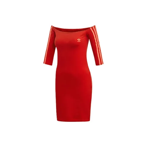 Adidas Originals Long Sleeved Dresses Women
s Red