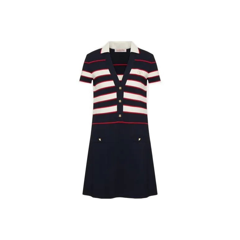 Valentino SS22 Short Sleeved Dresses Women's Dark Blue-0