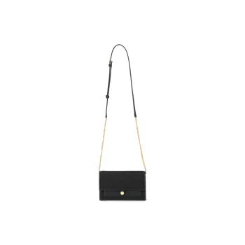 TORY BURCH T Monogram Leather Chain Wallet Black