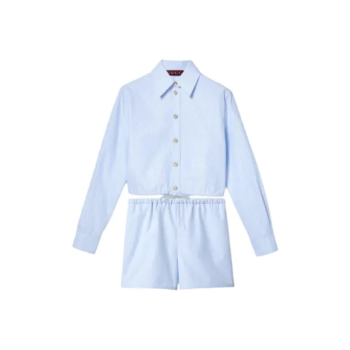 GUCCI Shirt Matching Set Women's Light Blue