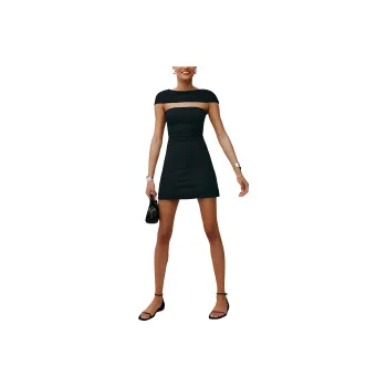 REFORMATION Carmina Knit Dress Short-Sleeved Dresses Women's Black