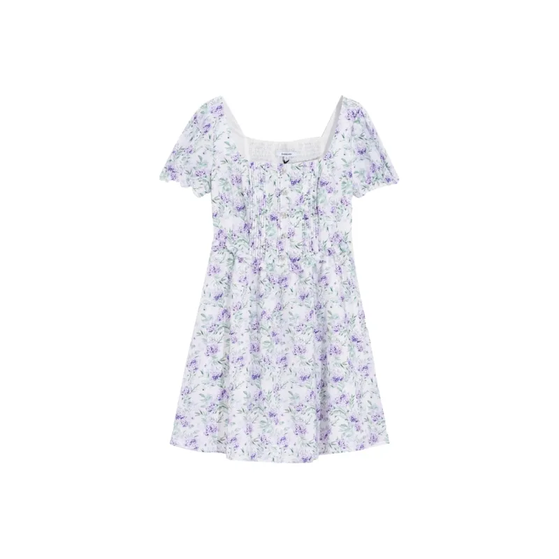 Bebe Short Sleeved Dress Women's White/Flower-0