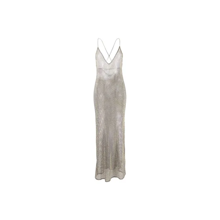 GANNI Embellished Mesh Dress 'Silver'-0