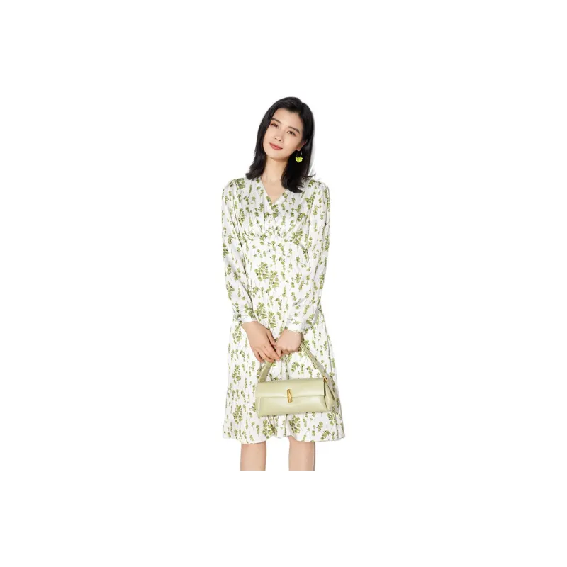 BBLLUUEE Long Sleeved Dress Women's Jade Green-0