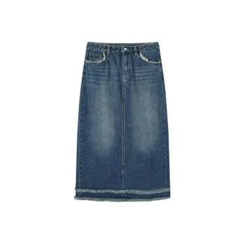 EICHITOO Denim Long Skirt Women's Denim Blue