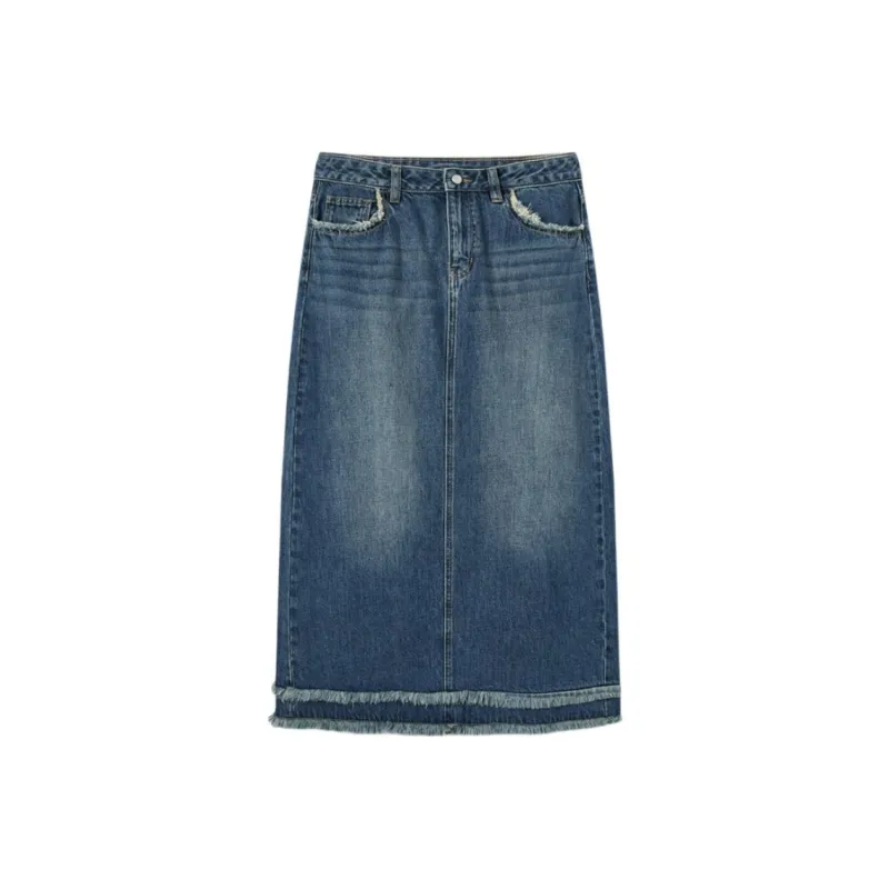 EICHITOO Denim Long Skirt Women's Denim Blue-0