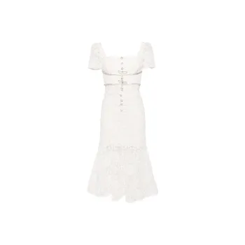 Self portrait Lace Diamante Bow Midi Dress