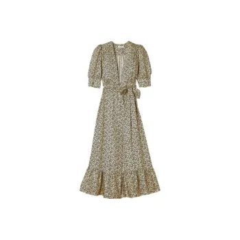 Sandro Short-Sleeved Dresses Women's Beige Yellow