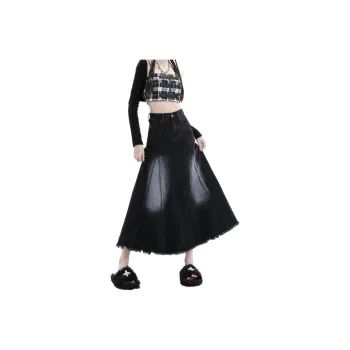 Kazakhstan Denim Long Skirts Women's Black