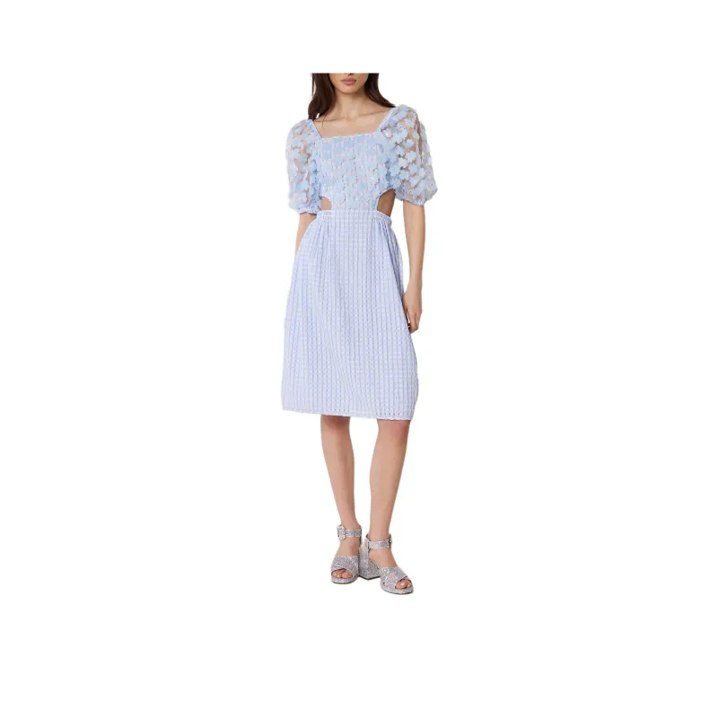 MANOUSH Bubble Vichy Dress Short-Sleeved Dresses Women's Blue-0
