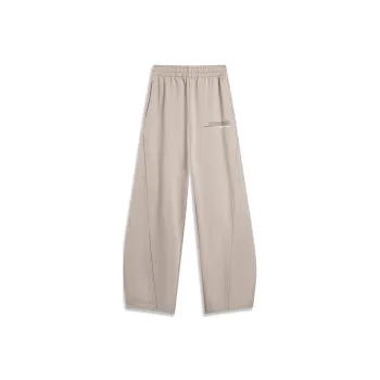 LiNing Knitted Sports Pants Women's White Gray Green Stripes