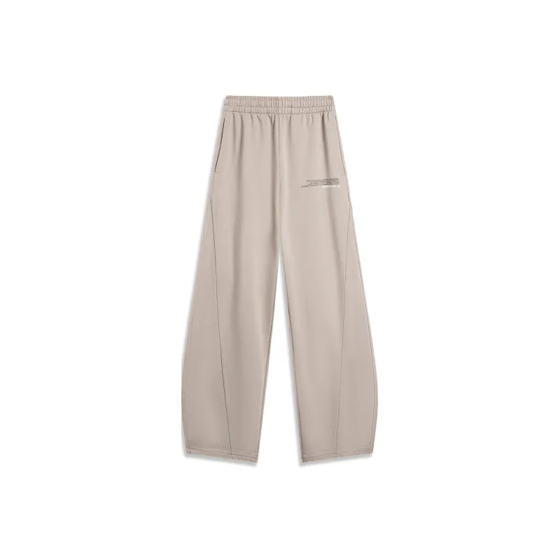 LiNing Knitted Sports Pants Women's White Gray Green Stripes-0