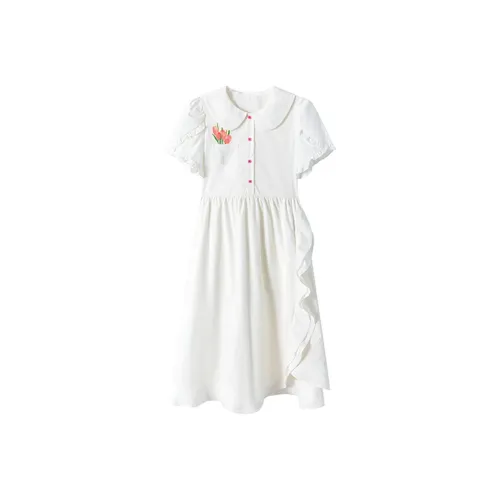 XIARIHUIZAIWANCANHOU Spring And Summer Short Sleeved Dresses Women's Gift Box Set White