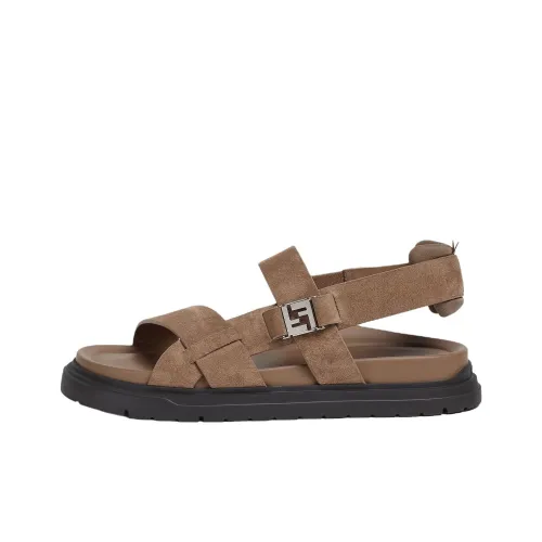 FENDI FF One Strap Sandals Men's Brown