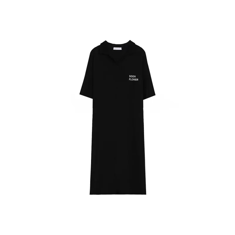 SOON FLOWER Short Sleeved Dresses Women's Black-0