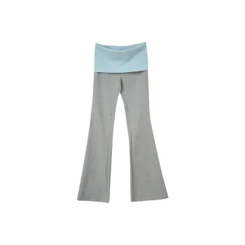 KALULI Spring Fall Summer Color Block Casual Pants Regular Tall Extended Length Women's Black, Gray, Blue Color Block