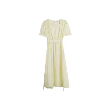 Olrain Short Sleeved Dresses Women's Light Yellow