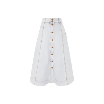 Zimmermann SS24 Denim Long Skirts Women's Storm Blue