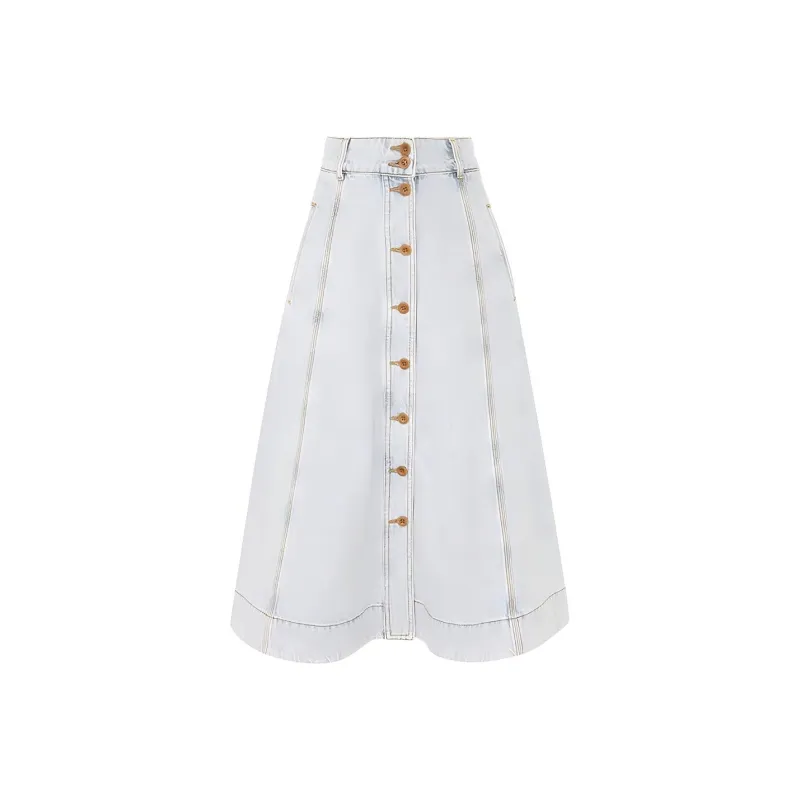 Zimmermann SS24 Denim Long Skirts Women's Storm Blue-0