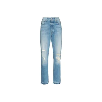 MOTHER The High Waisted Hiker Hoover Undone Hem Jeans