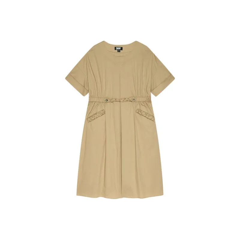 DKNY Short Sleeved Dress Women's Light Camel-0
