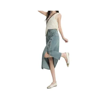 Concubine Zhu Denim Long Skirt Women's Light Blue