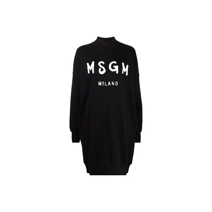 MSGM Logo Printed Mock Neck Sweatshirt Dress-0
