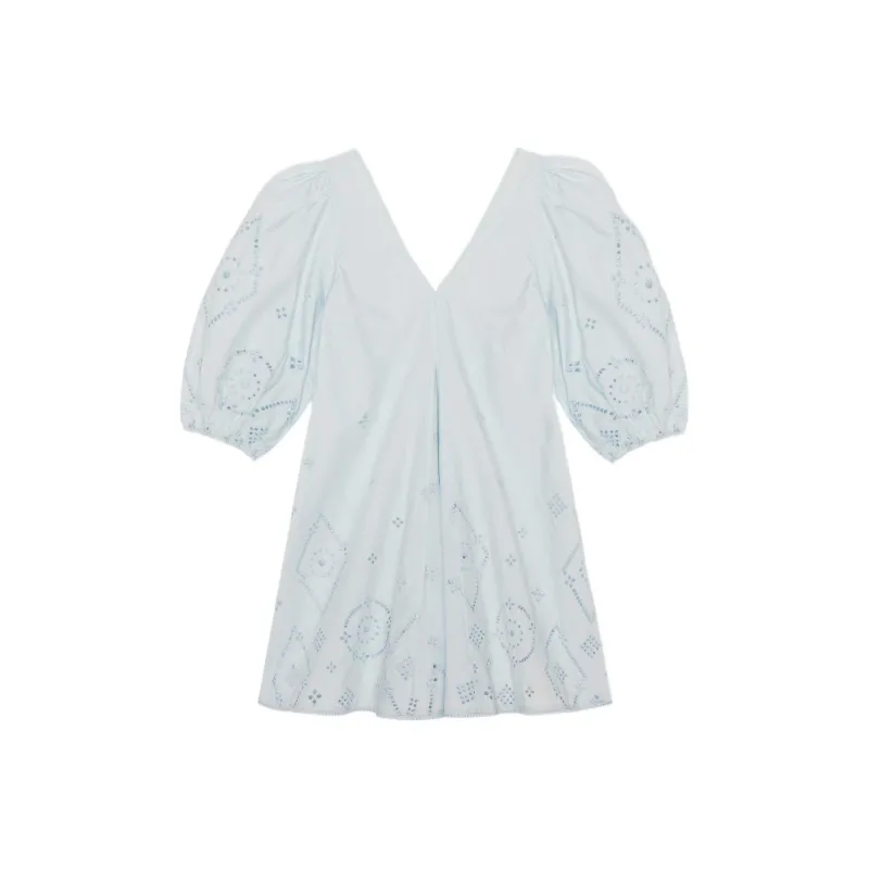 GANNI Short Sleeved Dresses Women's Blue-0