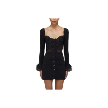 Self portrait Long Sleeved Dresses Women's Black