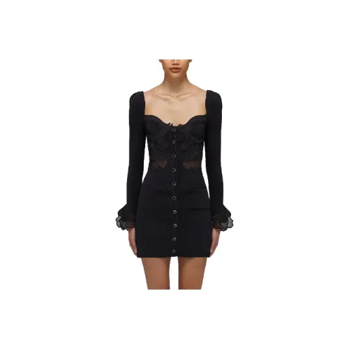 Self portrait Long Sleeved Dresses Women's Black