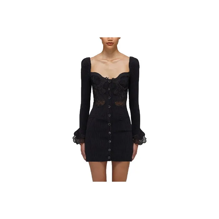 Self portrait Long Sleeved Dresses Women's Black-0