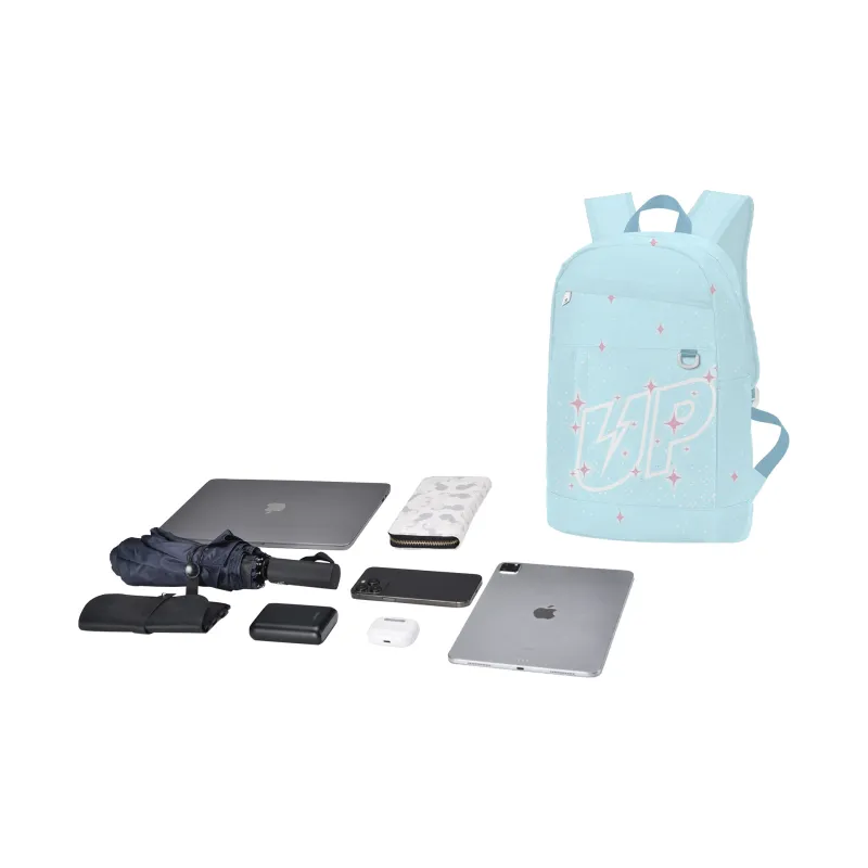 TURN UP Polyester Backpack Regular Unisex Sky Blue-4