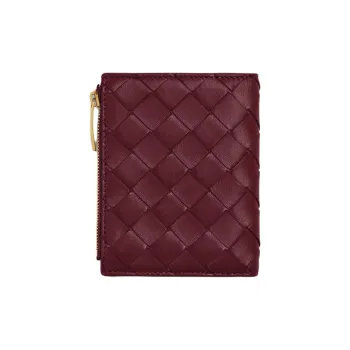 Bottega Veneta Intrecciato Sheepskin Wallet Small Size Women's Barolo Red
