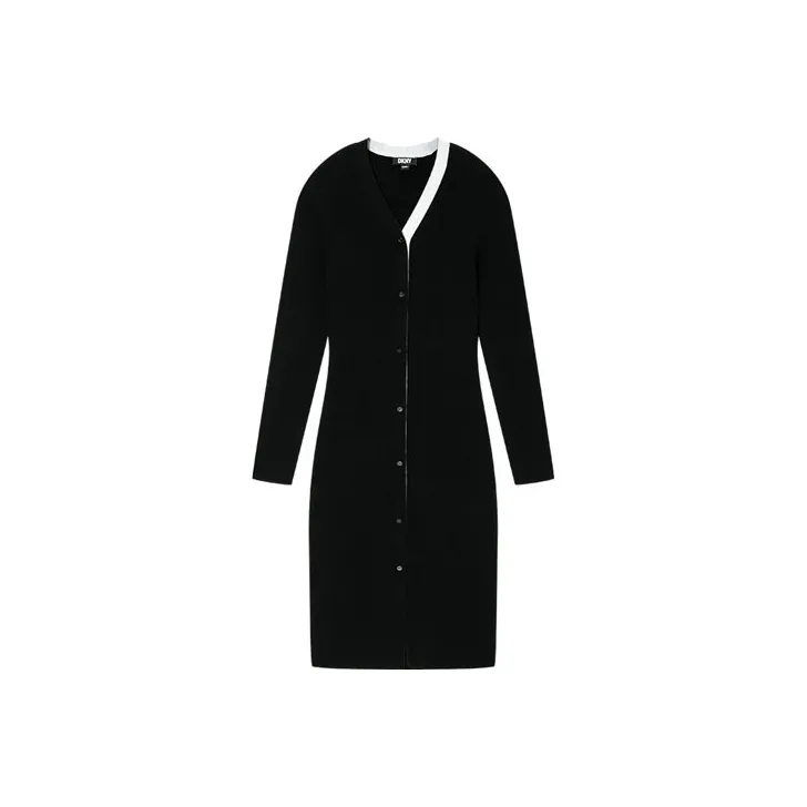 DKNY Long Sleeved Dresses Women's Black & White-0