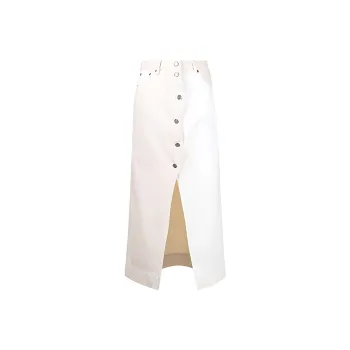 GANNI Denim Long Skirts Women's White
