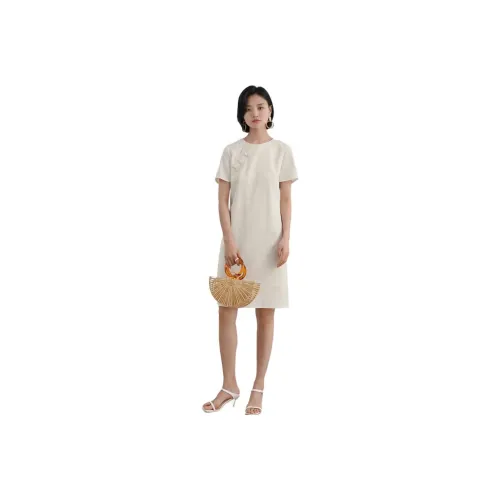 IHIMI Short Sleeved Dresses Women's Ecru