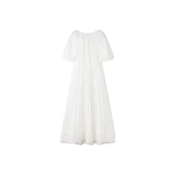 TKY SHOP Short Sleeved Dress Women's Moon White
