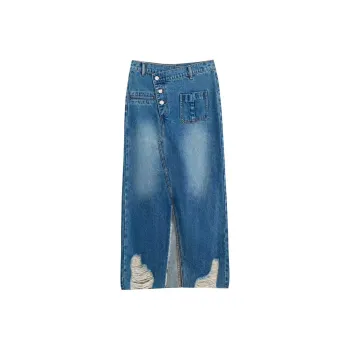 Richie Macie Denim Long Skirt Women's Navy Blue