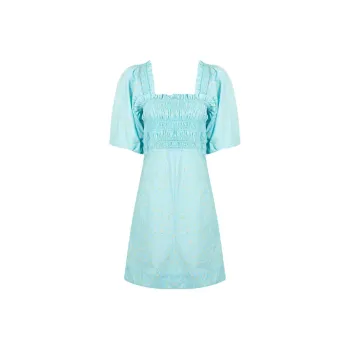 GANNI Short Sleeved Dresses Women's Light Blue