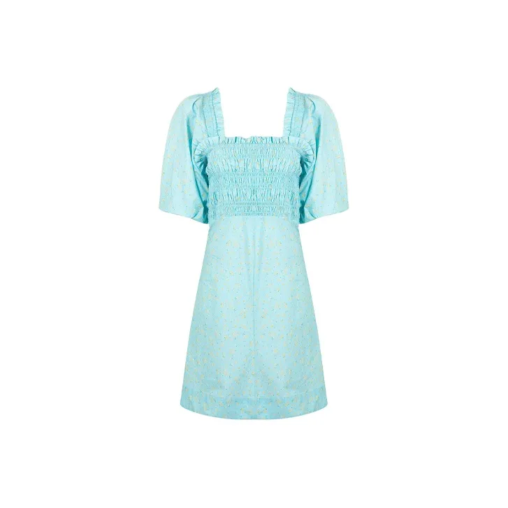 GANNI Short Sleeved Dresses Women's Light Blue-0