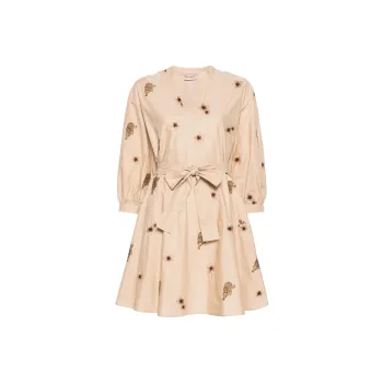 Twinset Leopard embroidered Tirered Minidress