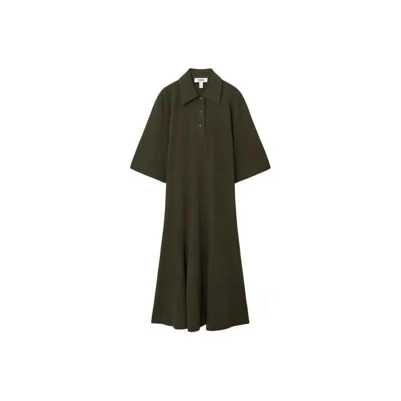COS Short Sleeved Dress Women's Dark Brown-0